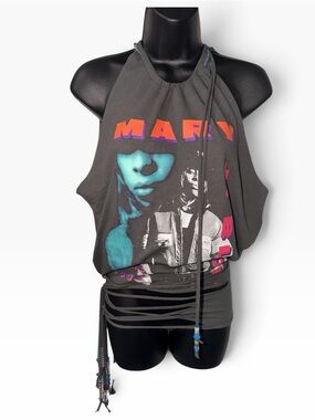 Garment Architect OOAK Reworked Mary J. Blige Graphic Halter Top